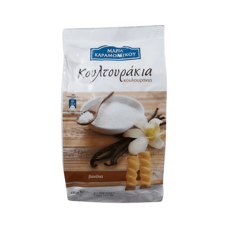 Koultouraki Kekse Vanillie (180g) Maria Karamolegou von Maria Karamolegou bei Araxxon - Hochwertiges griechisches Produkt. Koultouraki Kekse Vanillie (180g) Maria Karamolegou από Maria Karamolegou στο Araxxon - Αυθεντικό ελληνικό προϊόν.